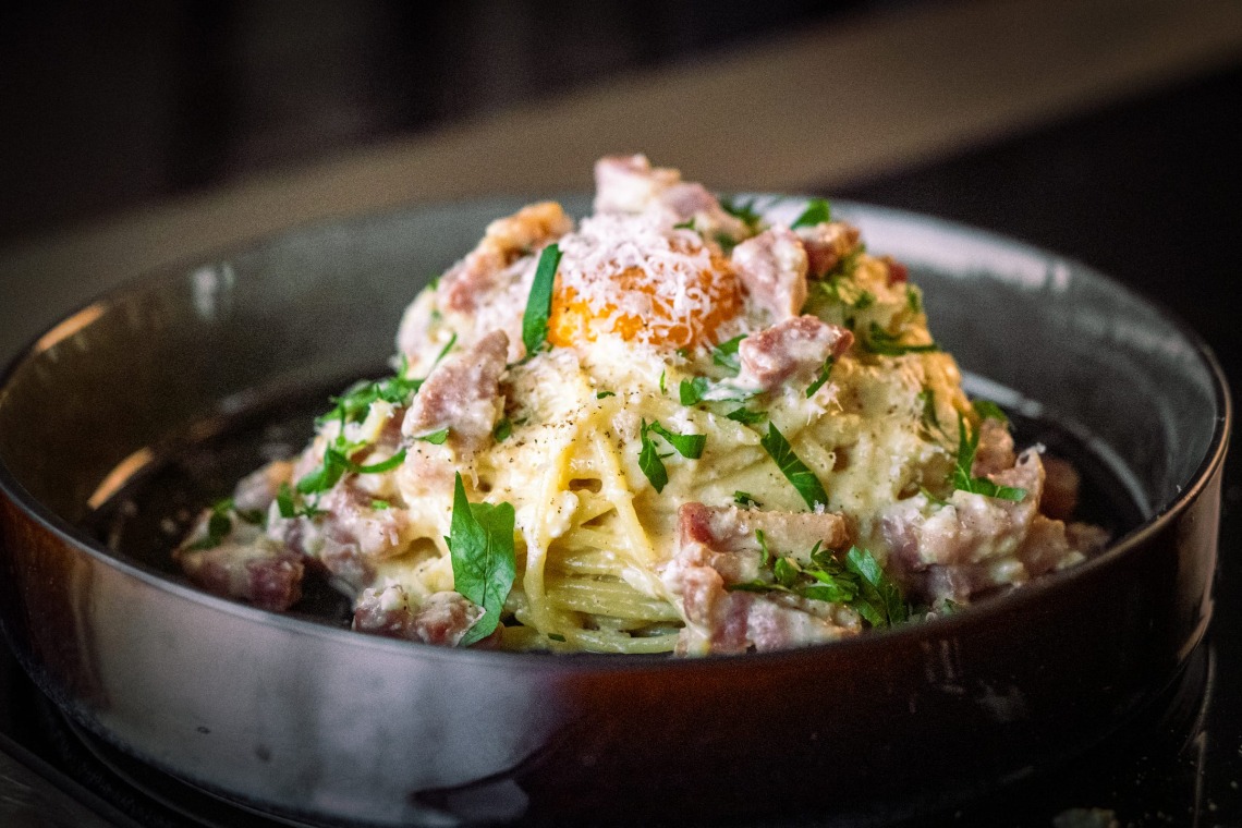 Pasta carbonara met pancetta